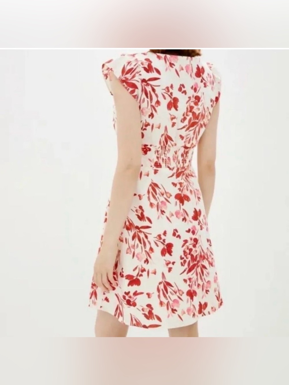 Banana Republic Linen Blend Floral Spring Pink Coral Dress Size 8 - Picture 7 of 17